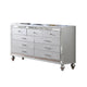 Bailey Wide Dresser | Mirror Trim & 9 Drawers | Silver Wood BM341082