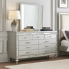 Bailey Wide Dresser | Mirror Trim & 9 Drawers | Silver Wood BM341082
