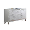 Bailey Wide Dresser | Mirror Trim & 9 Drawers | Silver Wood BM341082