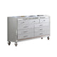 Bailey Wide Dresser | Mirror Trim & 9 Drawers | Silver Wood BM341082