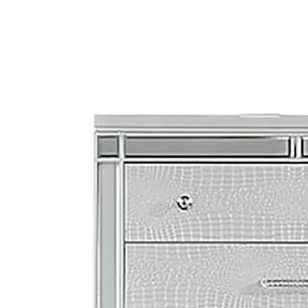 Bailey Tall Dresser Chest | Mirror Trim & 5 Drawers | Silver Wood BM341083