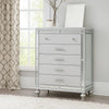Bailey Tall Dresser Chest | Mirror Trim & 5 Drawers | Silver Wood BM341083