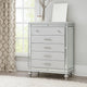 Bailey Tall Dresser Chest | Mirror Trim & 5 Drawers | Silver Wood BM341083
