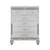 Bailey Tall Dresser Chest | Mirror Trim & 5 Drawers | Silver Wood BM341083