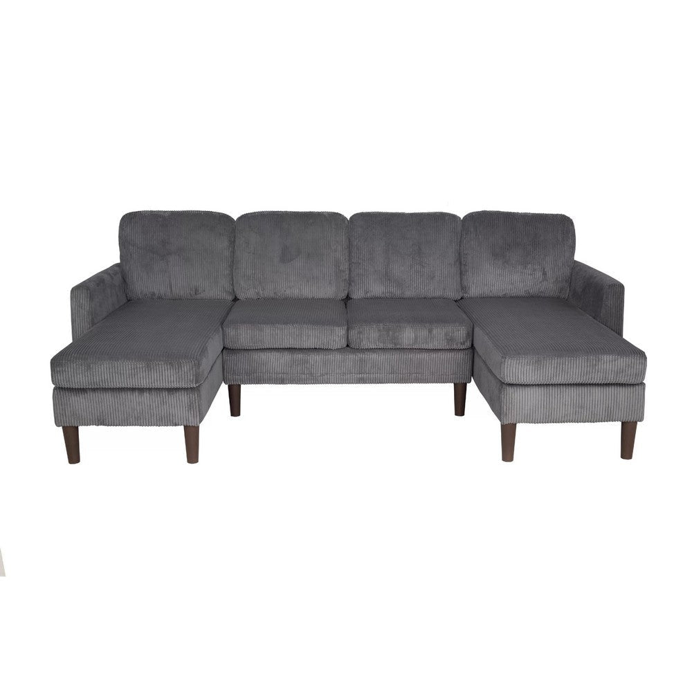 Nyla All-In-One Sectional Sofa Set w Double Chaise | Dark Gray Corduroy BM341084