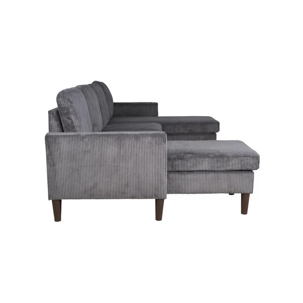 Nyla All-In-One Sectional Sofa Set w Double Chaise | Dark Gray Corduroy BM341084