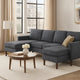 Nyla All-In-One Sectional Sofa Set w Double Chaise | Dark Gray Corduroy