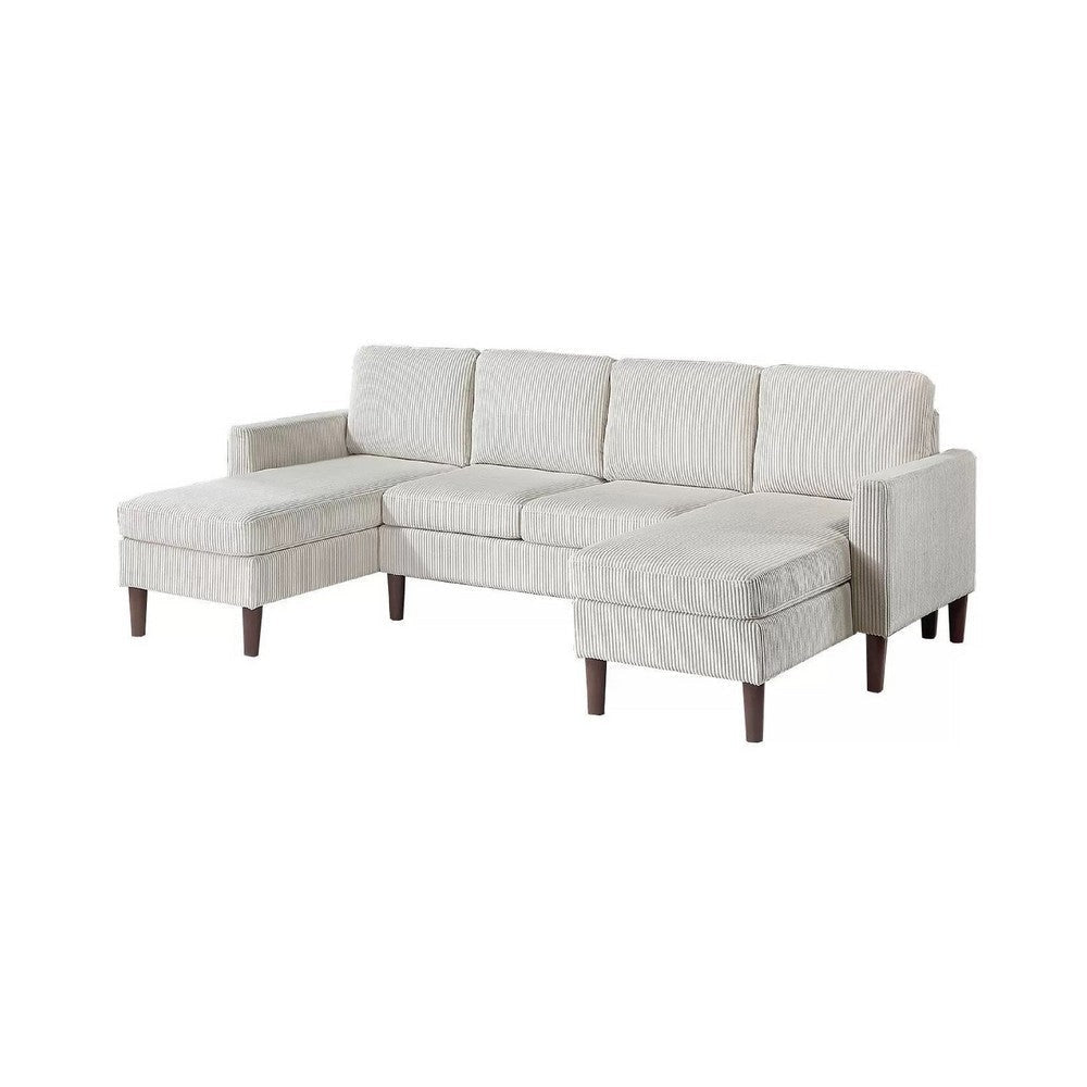 Nyla All-In-One Sectional Sofa Set w Double Chaise | Beige Corduroy BM341085