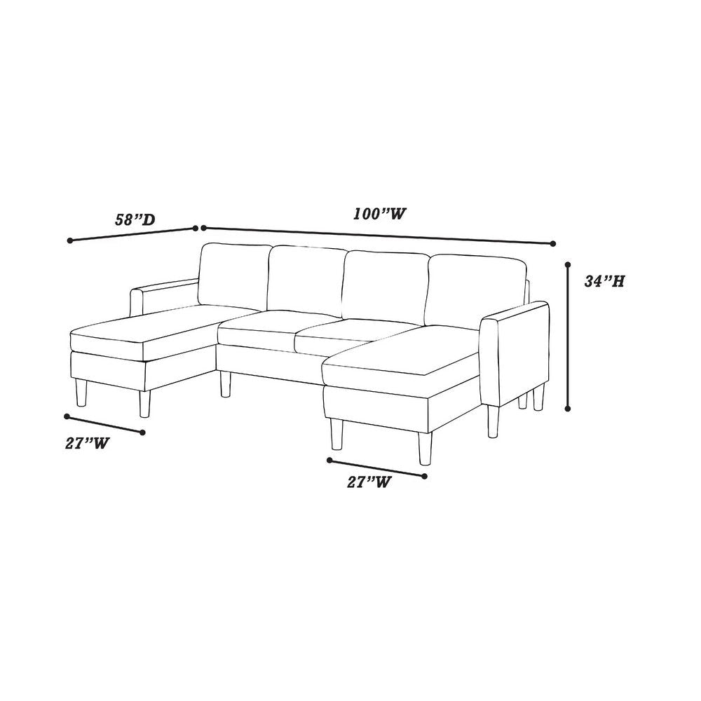 Nyla All-In-One Sectional Sofa Set w Double Chaise | Beige Corduroy BM341085