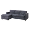 Leah All-In-One Chaise Sectional Sofa | Wide Track Arms | Gray Corduroy