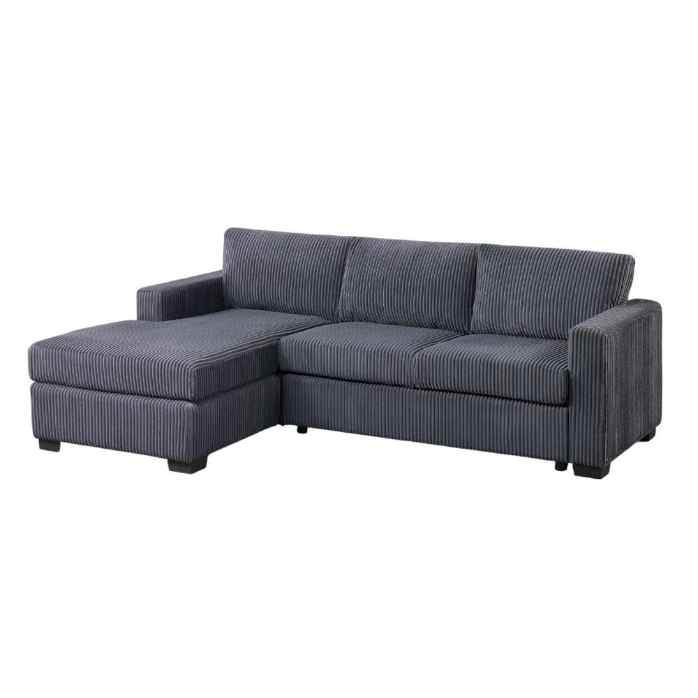 Leah All-In-One Chaise Sectional Sofa | Wide Track Arms | Gray Corduroy