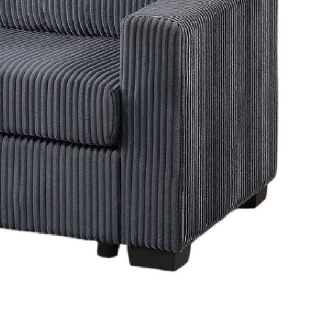 Leah All-In-One Chaise Sectional Sofa | Wide Track Arms | Gray Corduroy