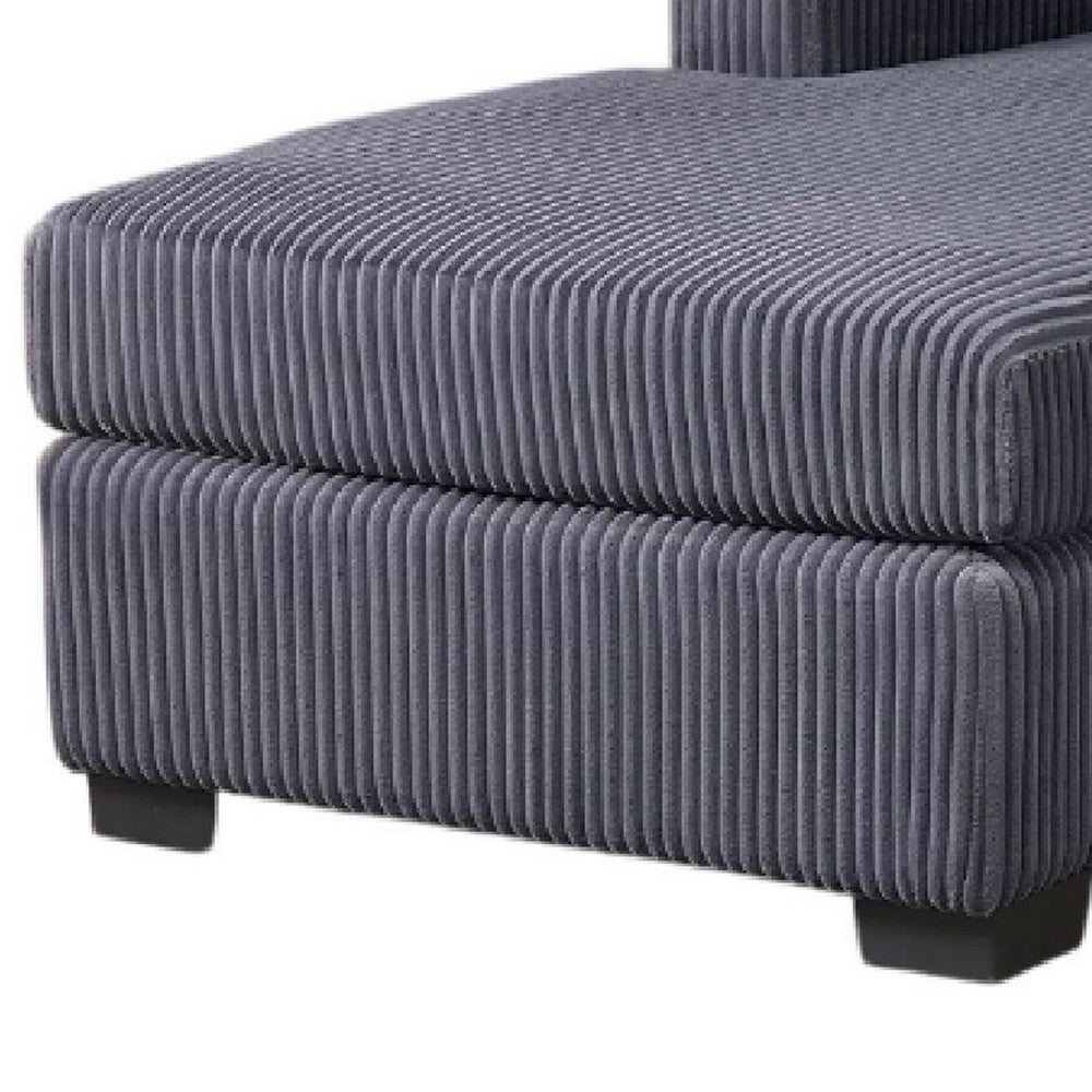 Leah All-In-One Chaise Sectional Sofa | Wide Track Arms | Gray Corduroy