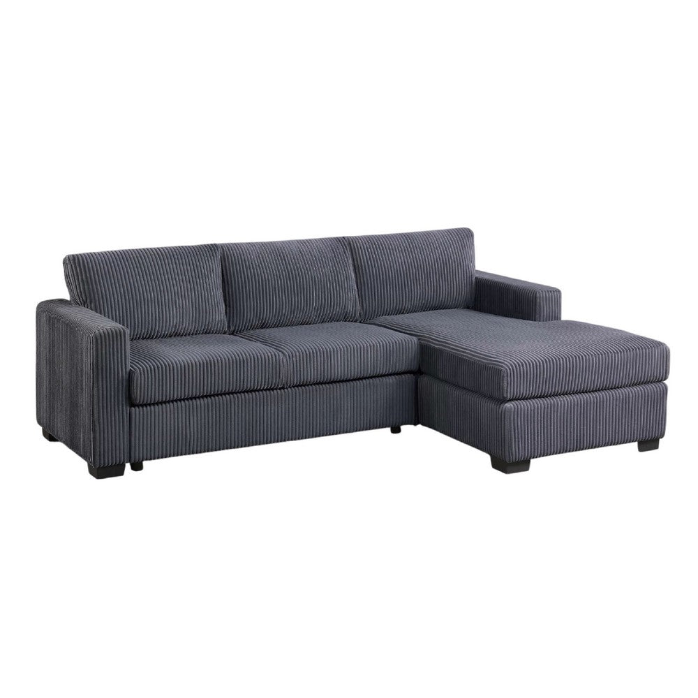 Leah All-In-One Chaise Sectional Sofa | Wide Track Arms | Gray Corduroy