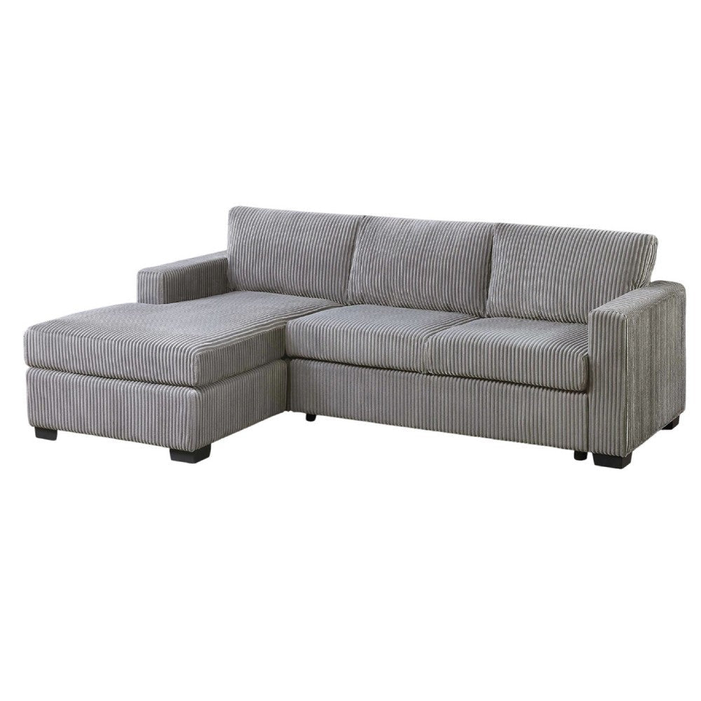 Leah All-In-One Chaise Sectional Sofa | Track Arms | Light Gray Corduroy BM341088