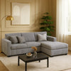 Leah All-In-One Chaise Sectional Sofa | Track Arms | Light Gray Corduroy