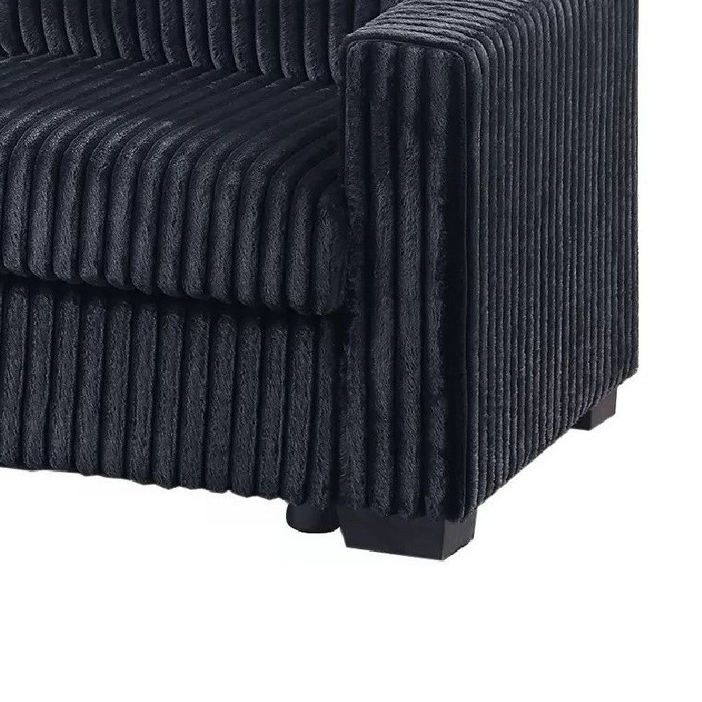 Leah All-In-One Chaise Sectional Sofa | Wide Track Arms | Black Corduroy BM341089