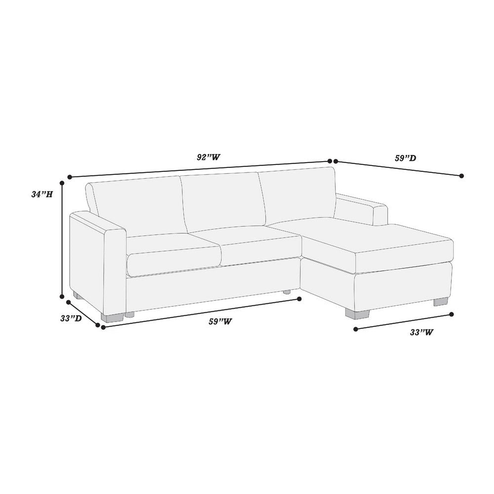 Leah All-In-One Chaise Sectional Sofa | Wide Track Arms | Gray Corduroy BM341090