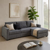 Leah All-In-One Chaise Sectional Sofa | Wide Track Arms | Gray Corduroy