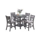 Sienna 5pc Counter-Height Table Set | 4 Chairs | 2 Shelves | Gray Wood