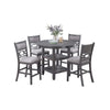 Sienna 5pc Counter-Height Table Set | 4 Chairs | 2 Shelves | Gray Wood
