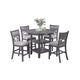 Sienna 5pc Counter-Height Table Set | 4 Chairs | 2 Shelves | Gray Wood