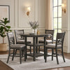 Sienna 5pc Counter-Height Table Set | 4 Chairs | 2 Shelves | Gray Wood