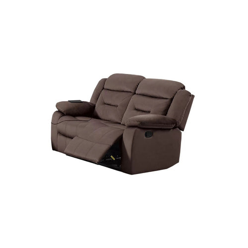 Harper Manual Reclining Loveseat | USB Port | Brown Velvet | 61" | USB