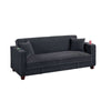 Lucy Sofa Bed w USB Ports | 2 Pillows | Black Corduroy | Cupholders