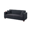 Lucy Sofa Bed w USB Ports | 2 Pillows | Black Corduroy | Cupholders BM341094
