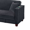 Lucy Sofa Bed w USB Ports | 2 Pillows | Black Corduroy | Cupholders BM341094