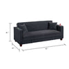 Lucy Sofa Bed w USB Ports | 2 Pillows | Black Corduroy | Cupholders BM341094