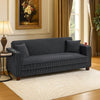 Lucy Sofa Bed w USB Ports | 2 Pillows | Black Corduroy | Cupholders