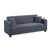 Lucy Sofa Bed w USB Ports | 2 Pillows | Gray Corduroy | Cupholders