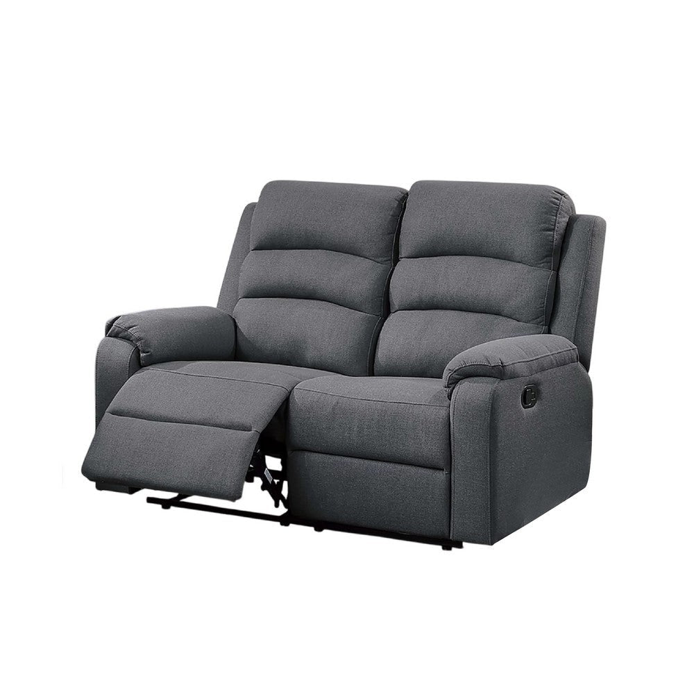 Sonia Manual Reclining Loveseat | Dark Gray Tufted Burlap | 53’’ BM341097