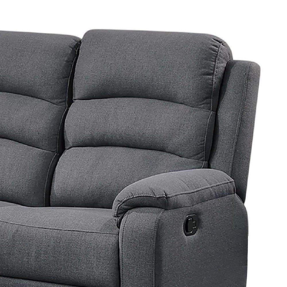 Sonia Manual Reclining Loveseat | Dark Gray Tufted Burlap | 53’’ BM341097