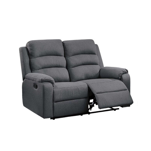 Sonia Manual Reclining Loveseat | Dark Gray Tufted Burlap | 53"