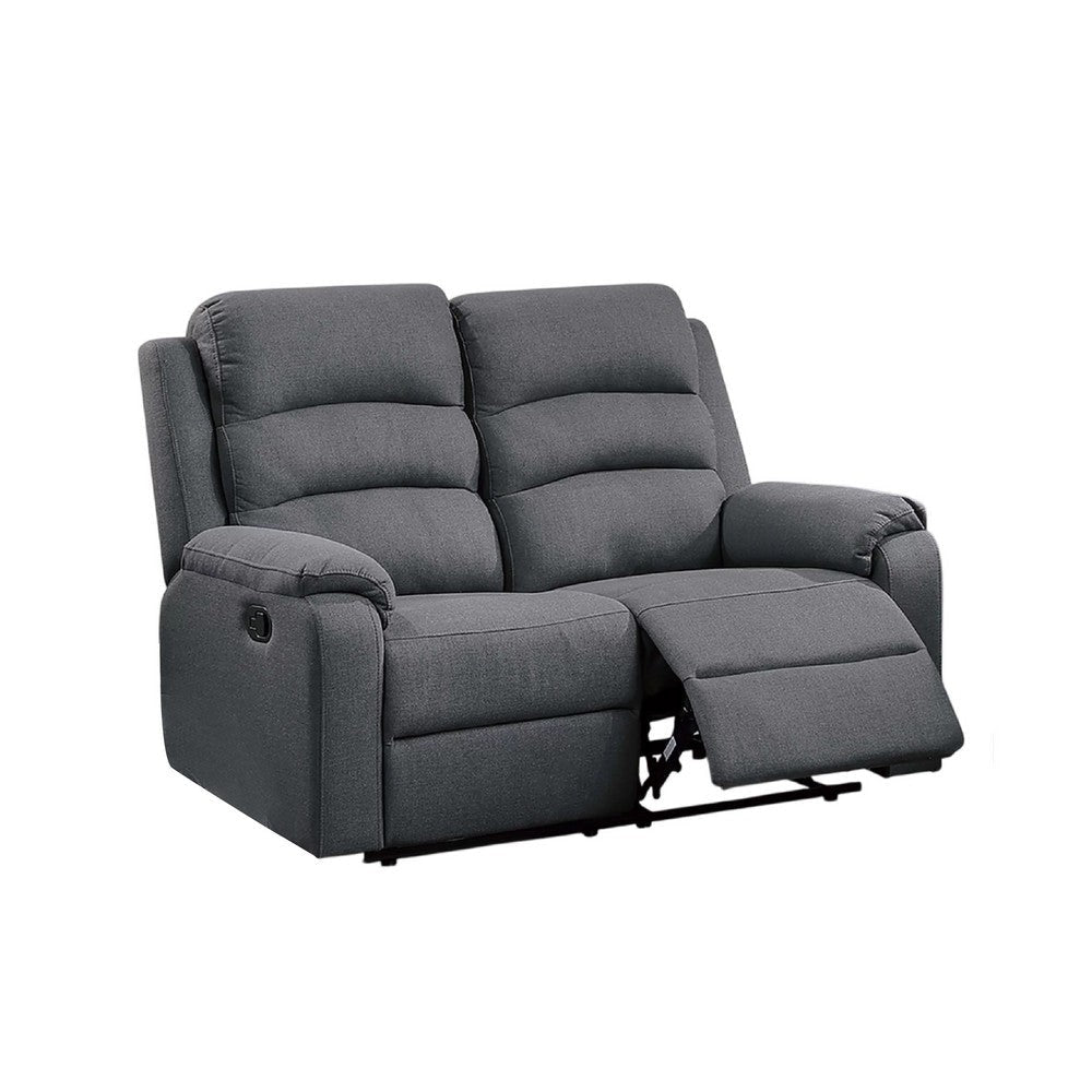 Sonia Manual Reclining Loveseat | Dark Gray Tufted Burlap | 53"