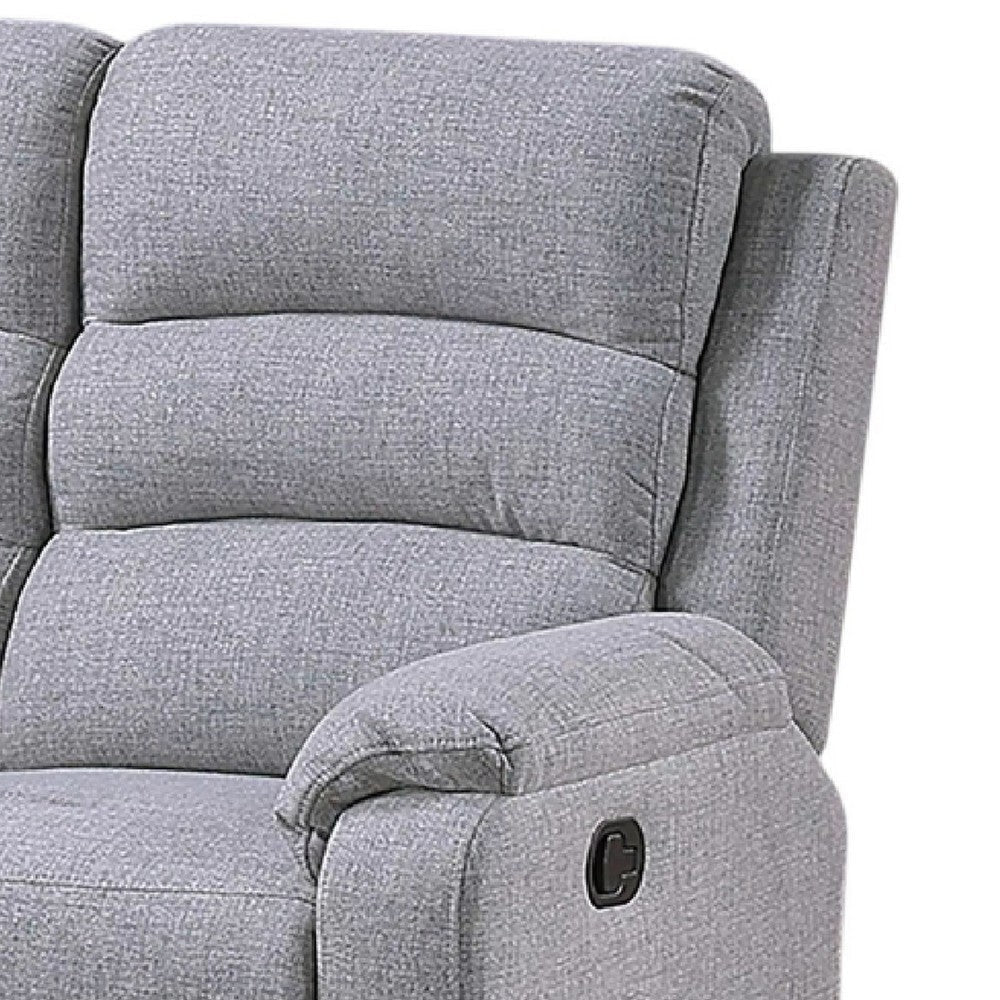 Sonia Manual Reclining Loveseat | Bone White Channel-Tufted Burlap | 53’’ BM341098