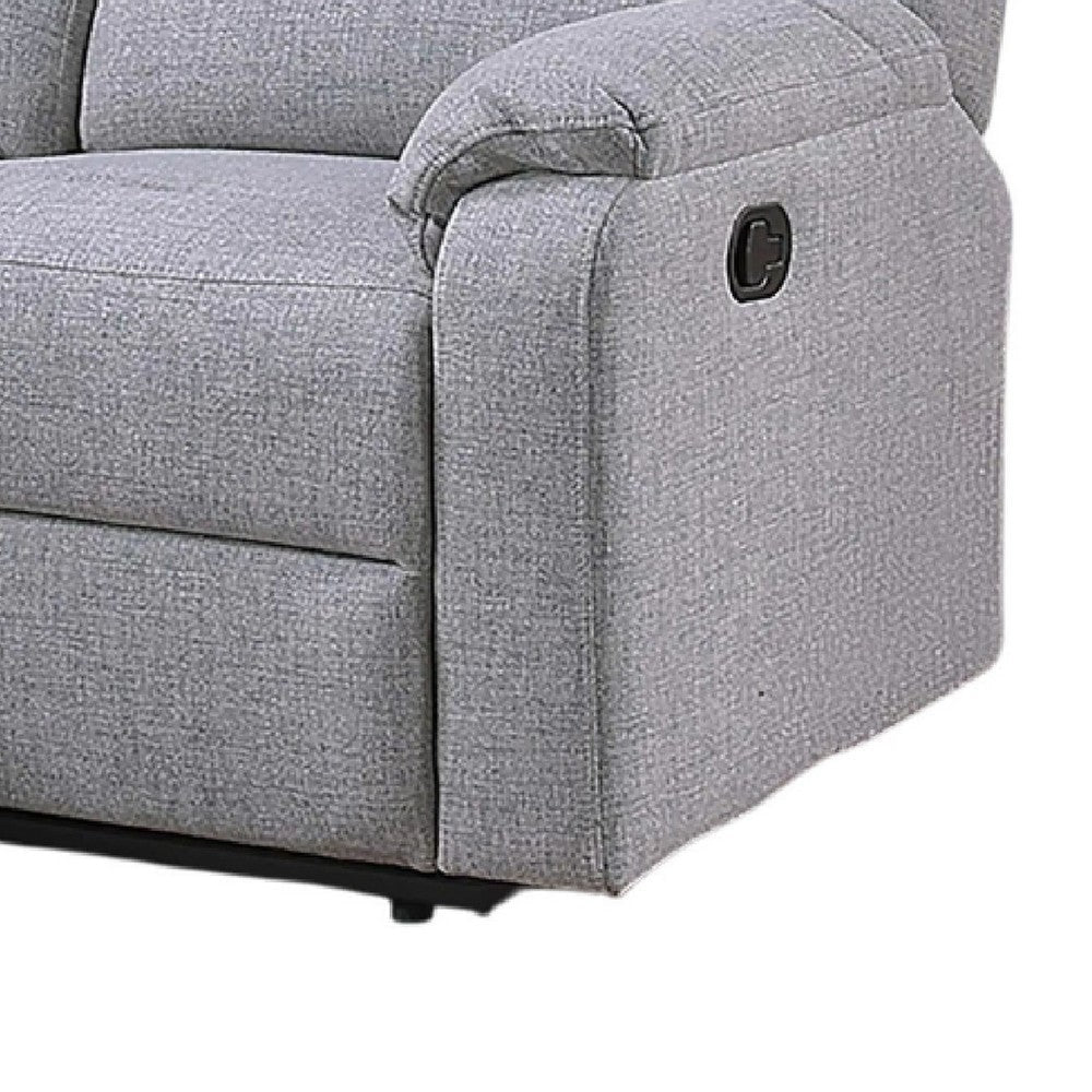 Sonia Manual Reclining Loveseat | Bone White Channel-Tufted Burlap | 53’’ BM341098