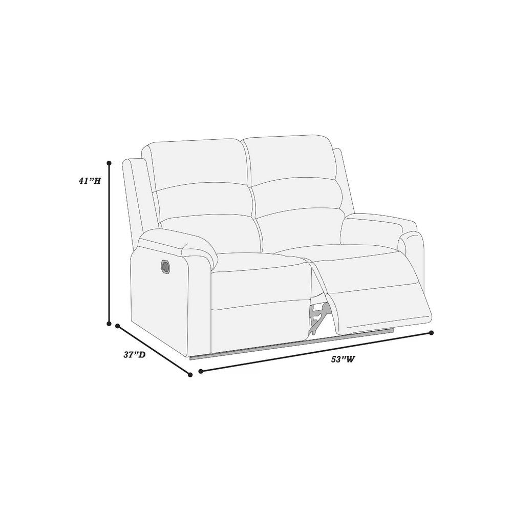 Sonia Manual Reclining Loveseat | Bone White Channel-Tufted Burlap | 53’’ BM341098