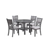 Sienna 5pc Dining Table & 4 Chair Set | Cut-Out Backrest | Gray Wood