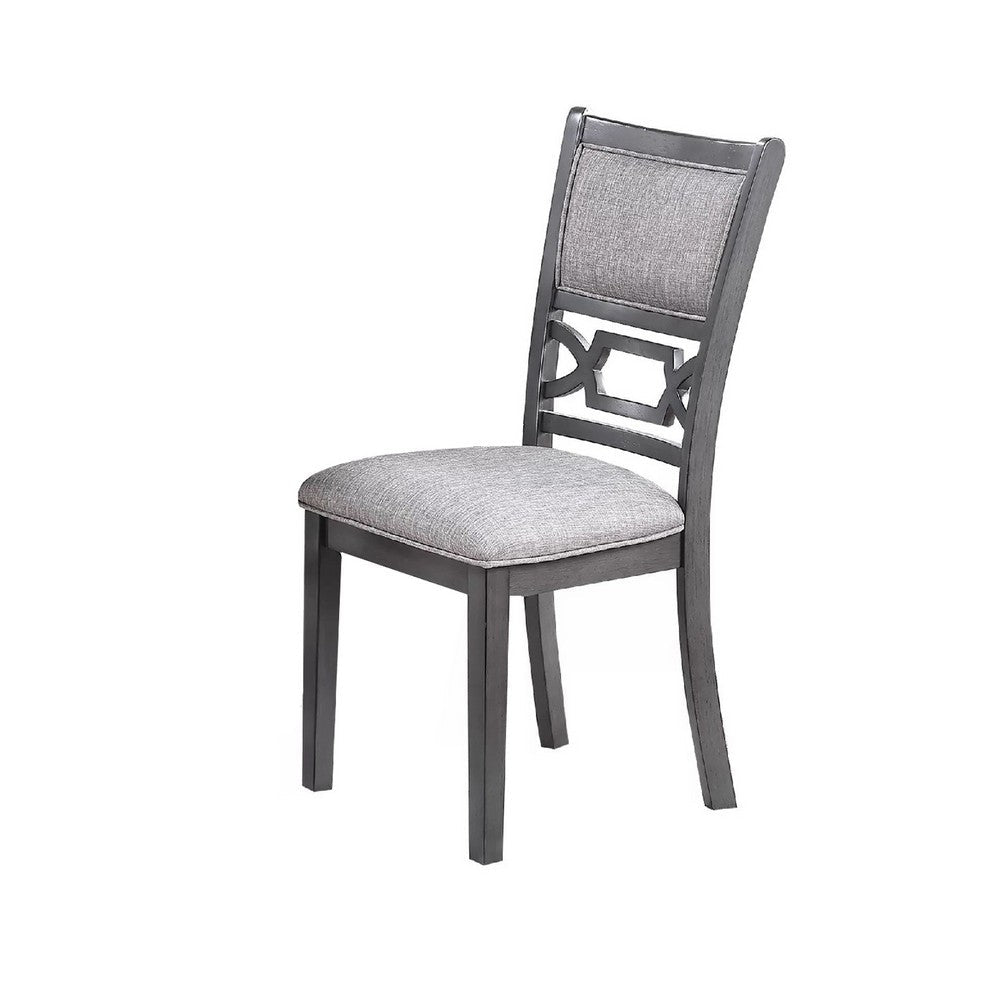 Sienna 5pc Dining Table & 4 Chair Set | Cut-Out Backrest | Gray Wood
