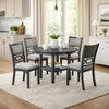 Sienna 5pc Dining Table & 4 Chair Set | Cut-Out Backrest | Gray Wood