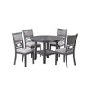 Sienna 5pc Dining Table & 4 Chair Set | Cut-Out Backrest | Gray Wood