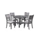 Sienna 5pc Dining Table & 4 Chair Set | Cut-Out Backrest | Gray Wood