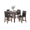 Wesley 5pc Dining Table Set | Black Faux-Leather | Faux Marble | Cherry Brown