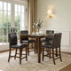 Wesley 5pc Dining Table Set | Black Faux-Leather | Faux Marble | Cherry Brown