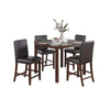 Wesley 5pc Dining Table Set | Black Faux-Leather | Faux Marble | Cherry Brown