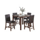 Wesley 5pc Dining Table Set | Black Faux-Leather | Faux Marble | Cherry Brown